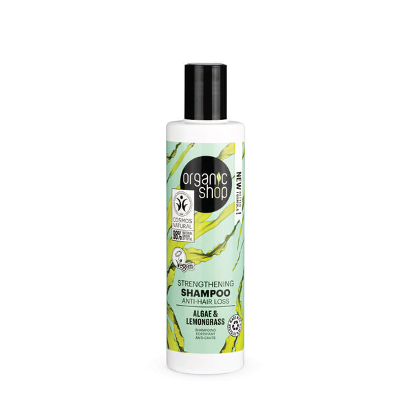 Organic Shop shampoo rinforzante anti caduta capelli alga e citronella, 280 ml