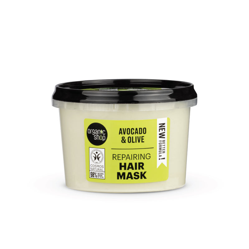 Organic Shop maschera riparatrice per capelli danneggiati avocado e oliva, 250 ml