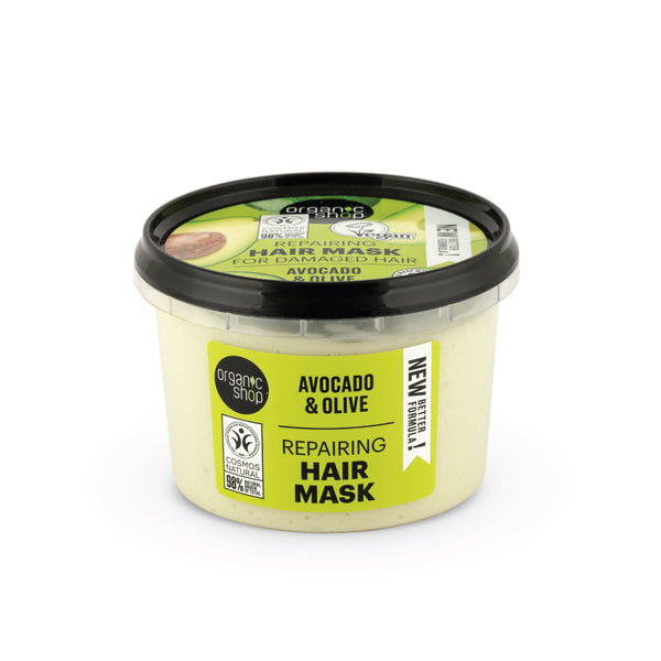 Organic Shop maschera riparatrice per capelli danneggiati avocado e oliva, 250 ml