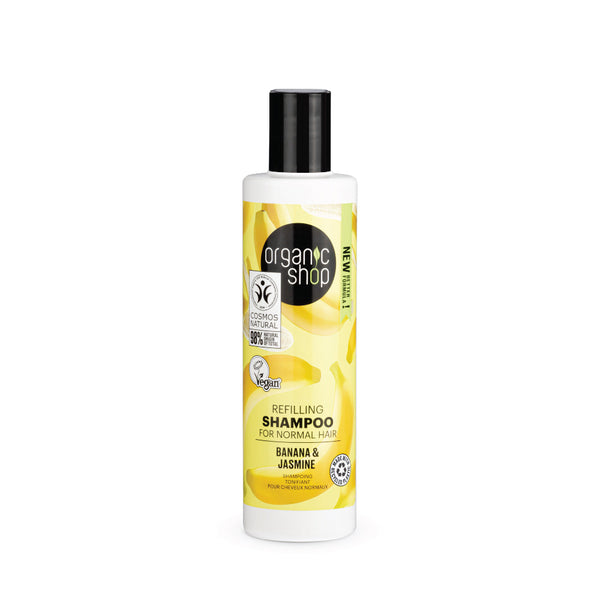 Organic Shop shampoo rivatilizzante per capelli normali banana e gelsomino, 280 ml