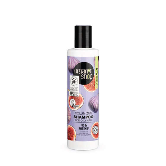 Organic Shop shampoo volumizzante per capelli grassi fico e rosa canina, 280 ml