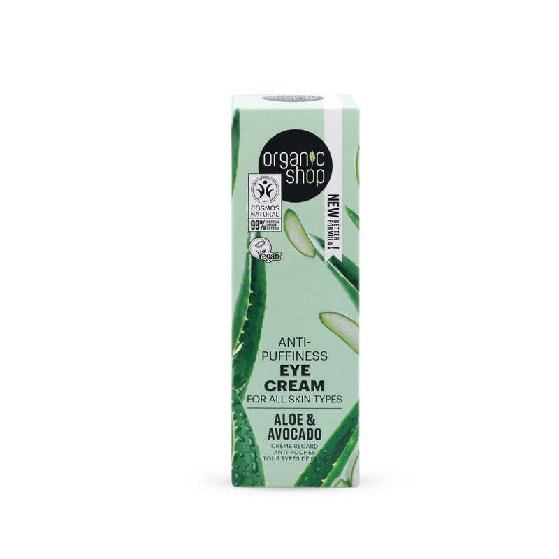 Organic Shop crema contorno occhi anti gonfiore per tutte le pelli avocado e aloe, 30 ml