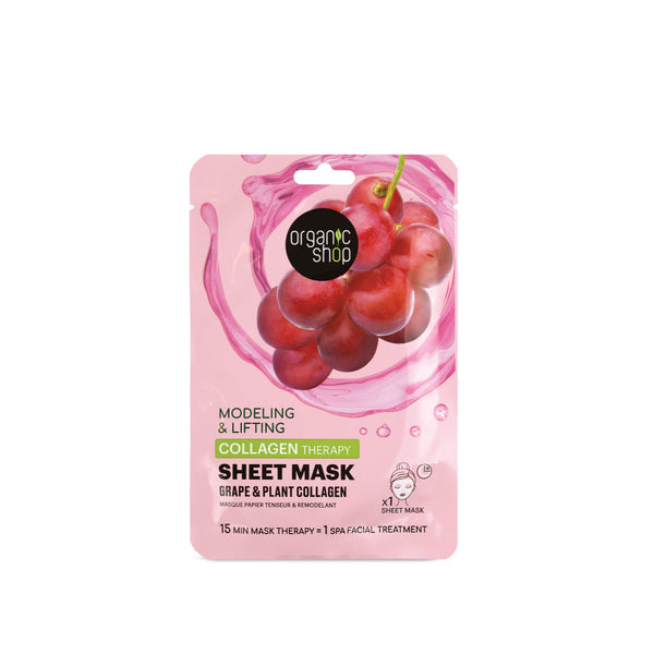 Organic Shop maschera viso terapia collagene d'uva e vegetale, 1pz
