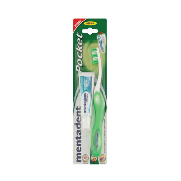 MENTADENT spazzolino pocket+dentifricio kit da viaggio